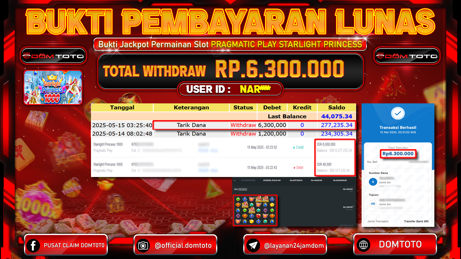 JACKPOT SLOT STARLIGHT PRINCESS 15MEI 2025